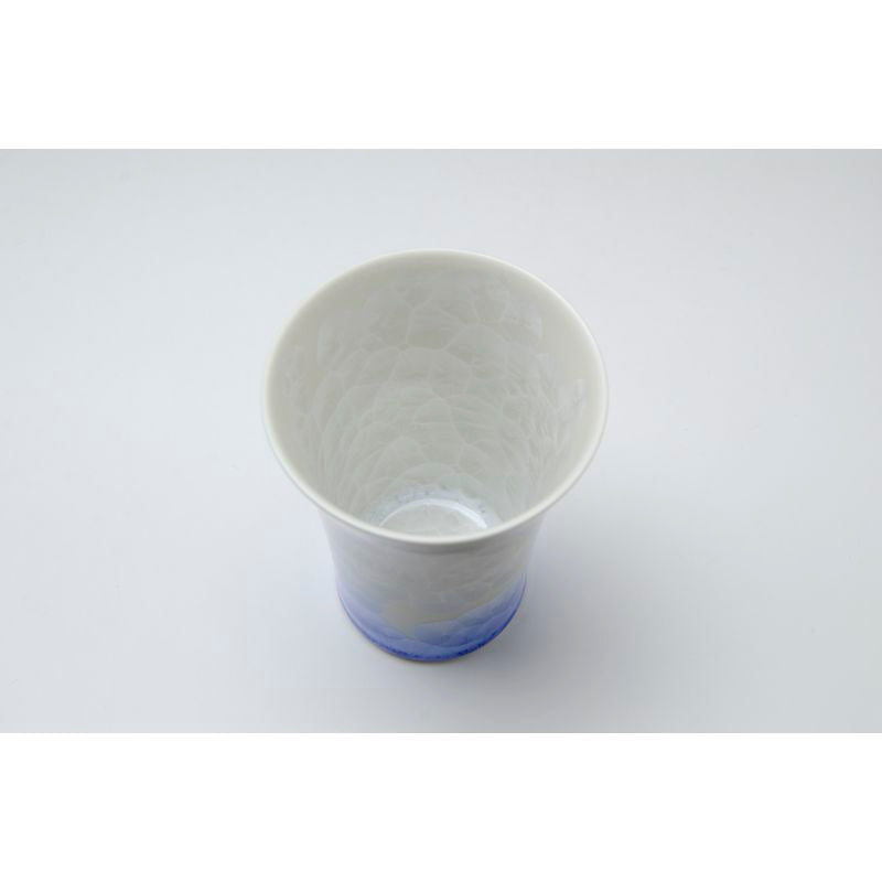 كوب مجاني - كريستال زهرة قاعدة بيضاء زرقاء