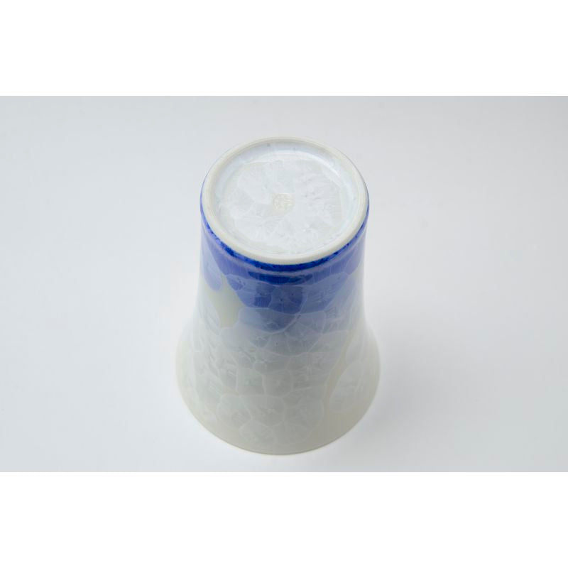 كوب مجاني - كريستال زهرة قاعدة بيضاء زرقاء