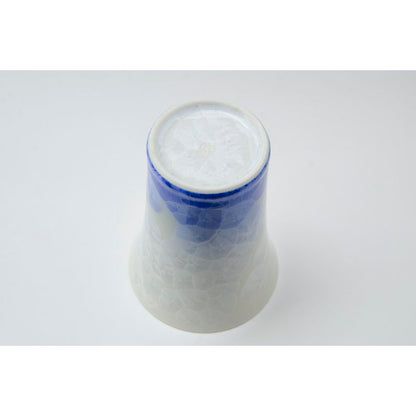 كوب مجاني - كريستال زهرة قاعدة بيضاء زرقاء