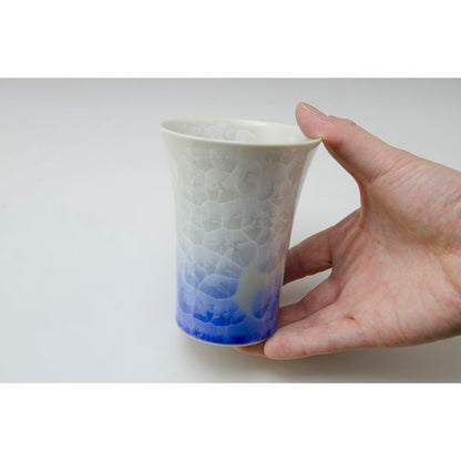 كوب مجاني - كريستال زهرة قاعدة بيضاء زرقاء