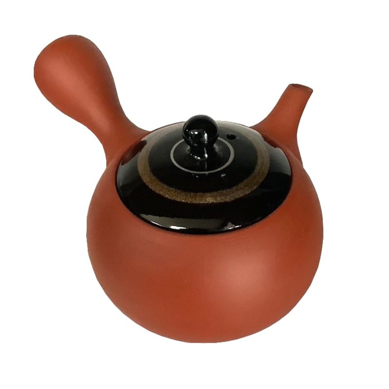 Teapot - Red Small Round Black Gold Line