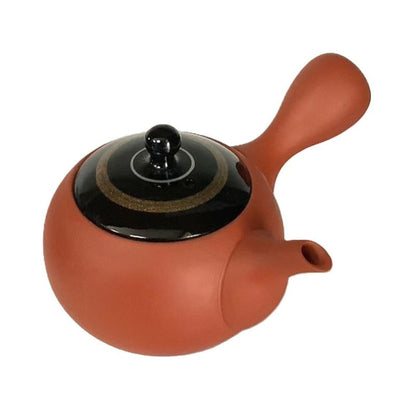 Teapot - Red Small Round Black Gold Line