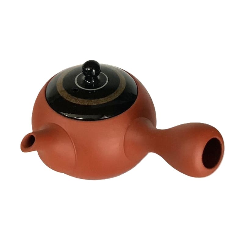Teapot - Red Small Round Black Gold Line