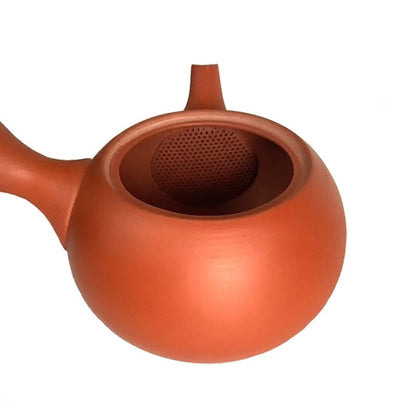Teapot - Red Small Round Black Gold Line