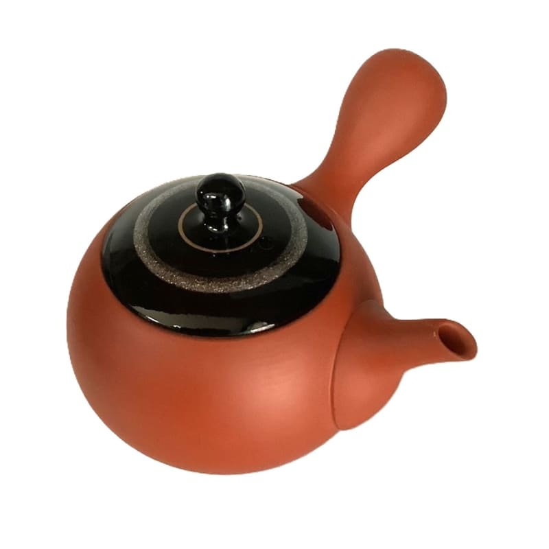 Teapot - Red Small Round Black Silver Line