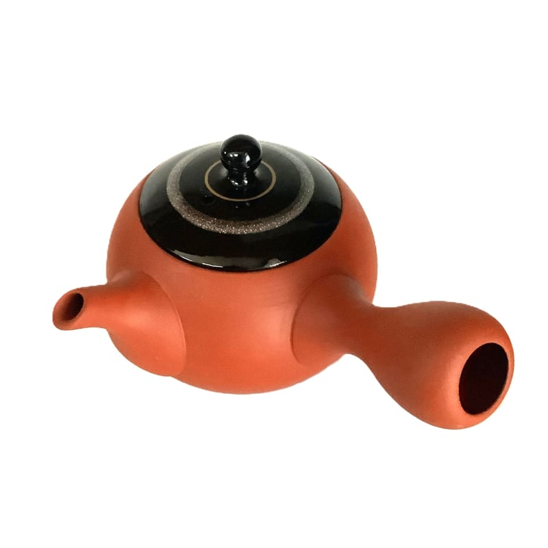 Teapot - Red Small Round Black Silver Line
