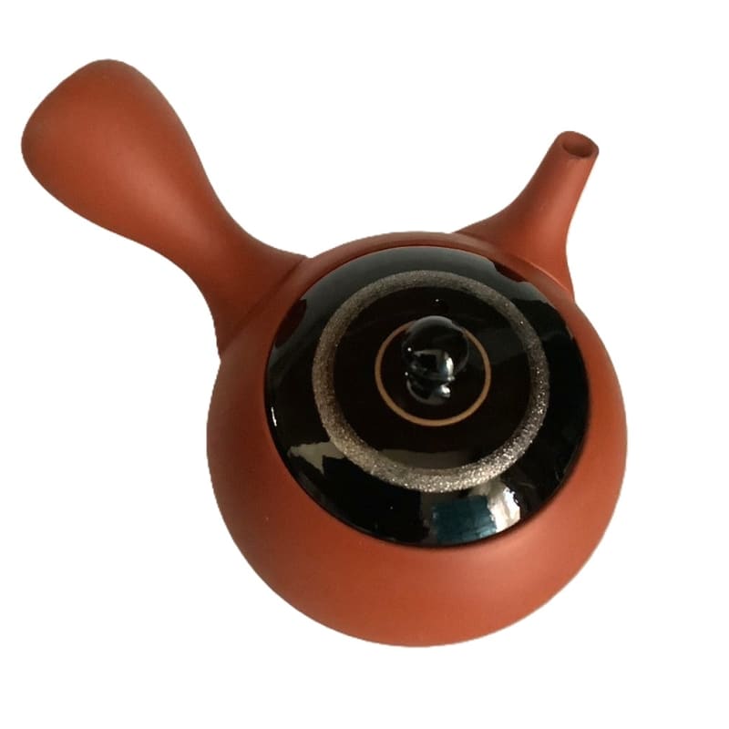Teapot - Red Small Round Black Silver Line