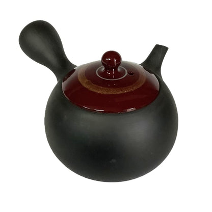 Teapot - Black Small Round Red Gold Line
