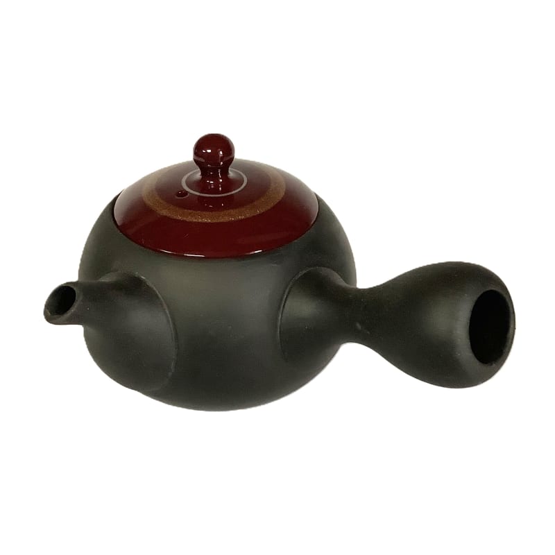 Teapot - Black Small Round Red Gold Line