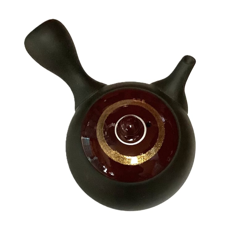 Teapot - Black Small Round Red Gold Line