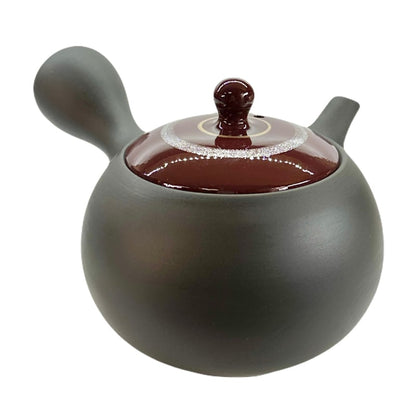Teapot - Black Small Round Red Silver Line