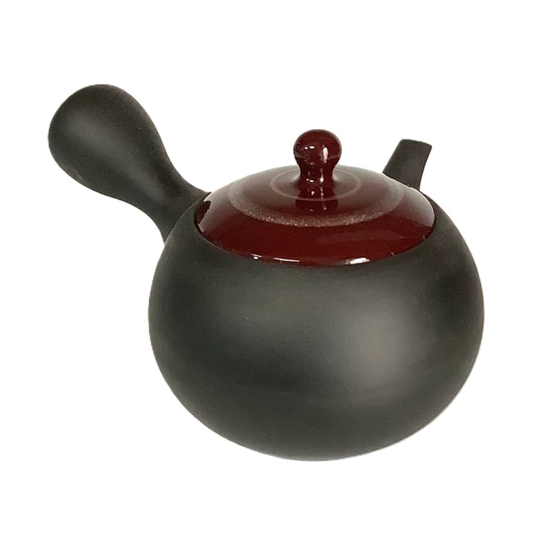 Teapot - Black Small Round Red Silver Line