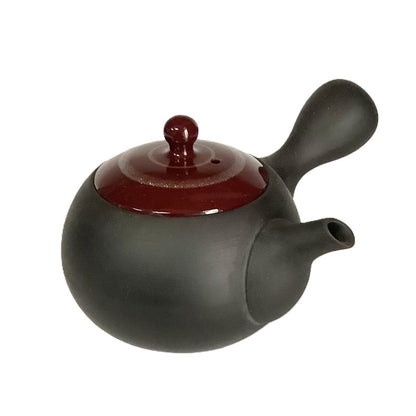 Teapot - Black Small Round Red Silver Line