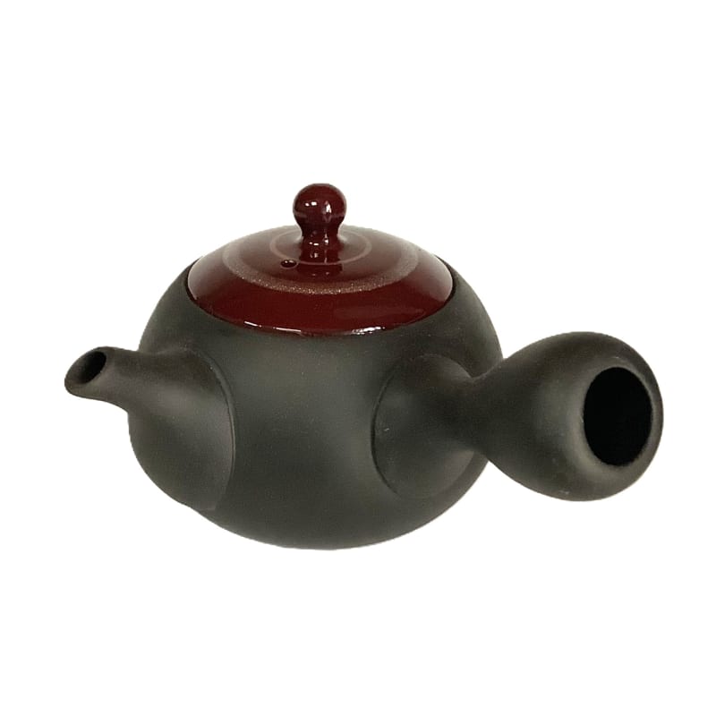 Teapot - Black Small Round Red Silver Line