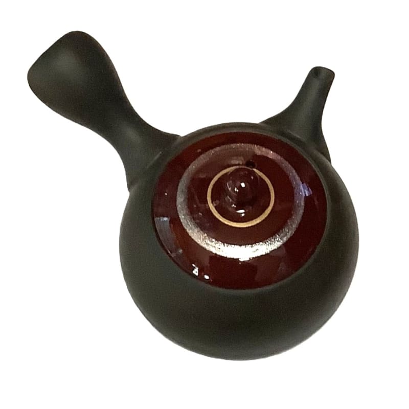 Teapot - Black Small Round Red Silver Line