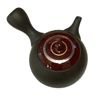 Teapot - Black Small Round Red Silver Line