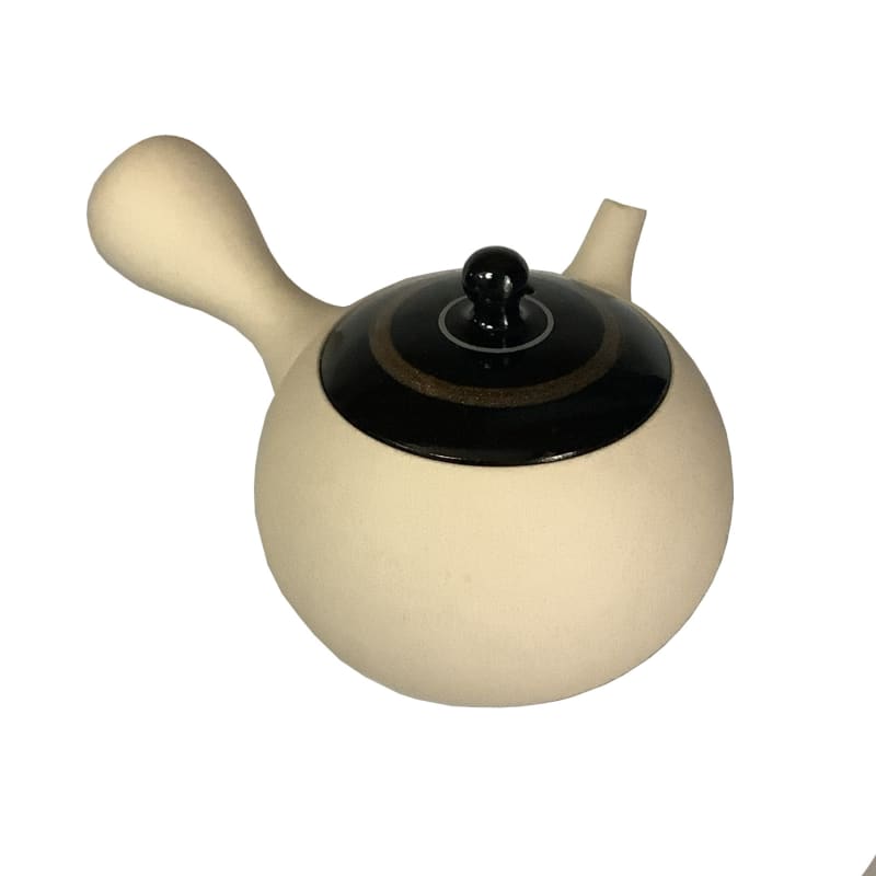 Teapot - White Small Round Black Gold Line