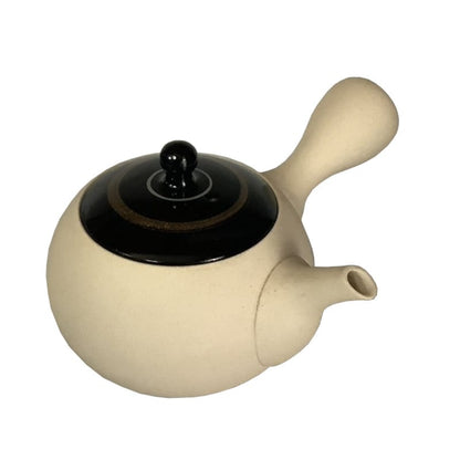 Teapot - White Small Round Black Gold Line