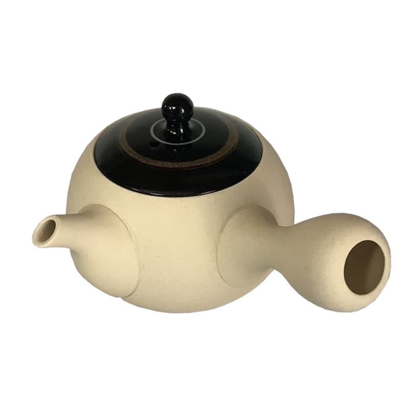 Teapot - White Small Round Black Gold Line
