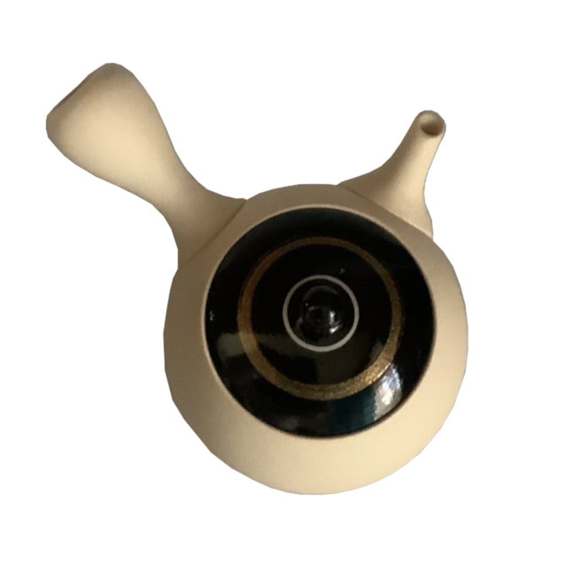 Teapot - White Small Round Black Gold Line