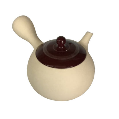 Teapot - White Small Round Red Silver Line