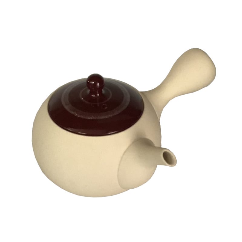 Teapot - White Small Round Red Silver Line