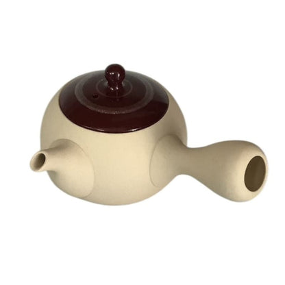 Teapot - White Small Round Red Silver Line