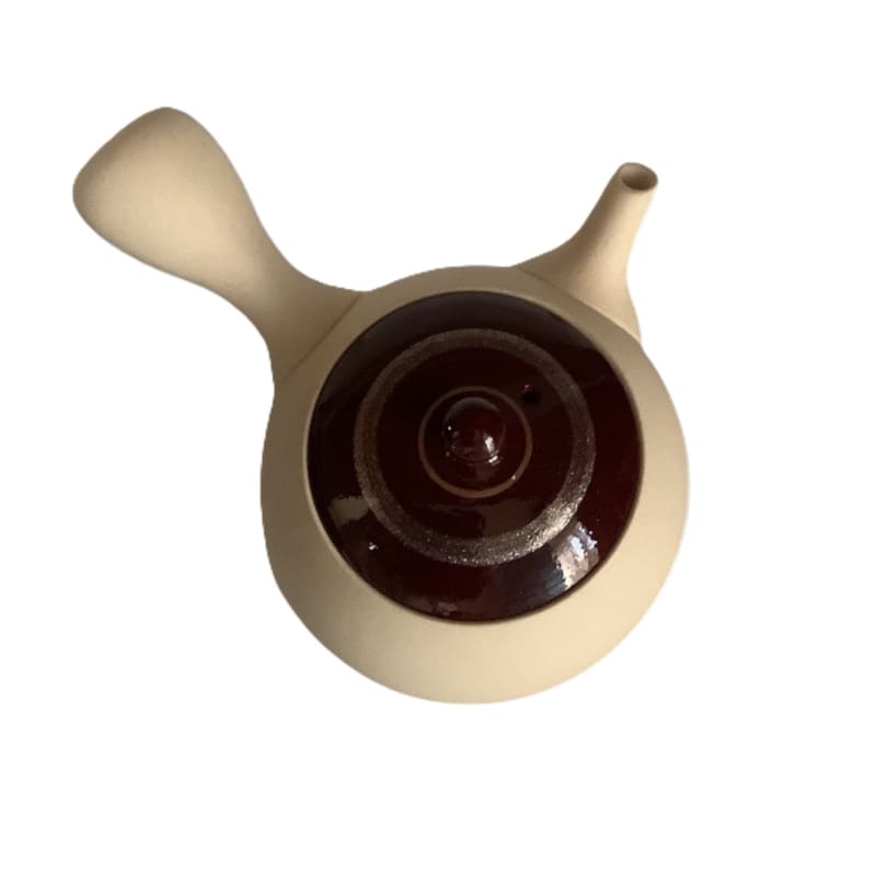 Teapot - White Small Round Red Silver Line