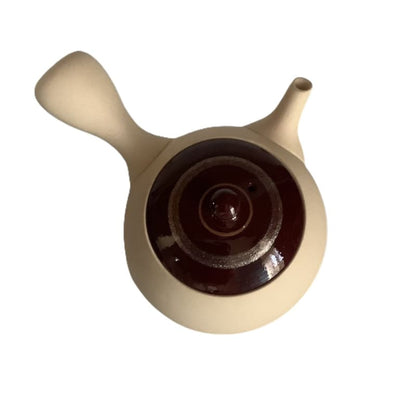 Teapot - White Small Round Red Silver Line