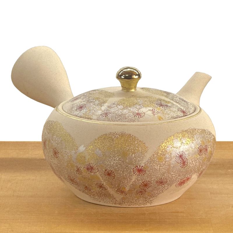 Teapot - SHOGAMA Crystal White Clay Flat Round Shape