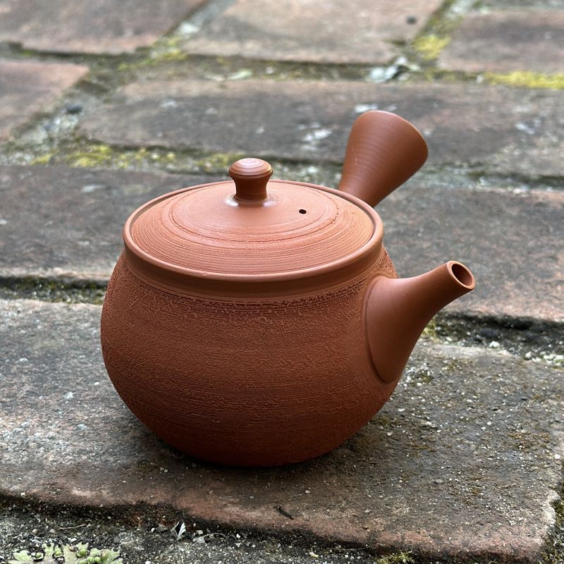 Teapot - GYOKKO Red Clay Fukuro Shape Pine Bark