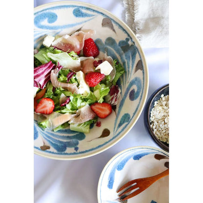 Bol à nouilles de salade - Bleu brossé