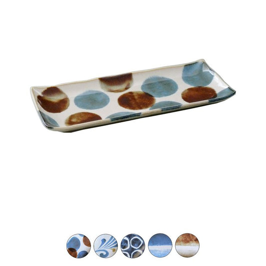 Long Plate - Brush Blue 5pcs