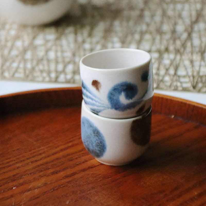 Sake Cup Set (6 pieces) - Brush Blue