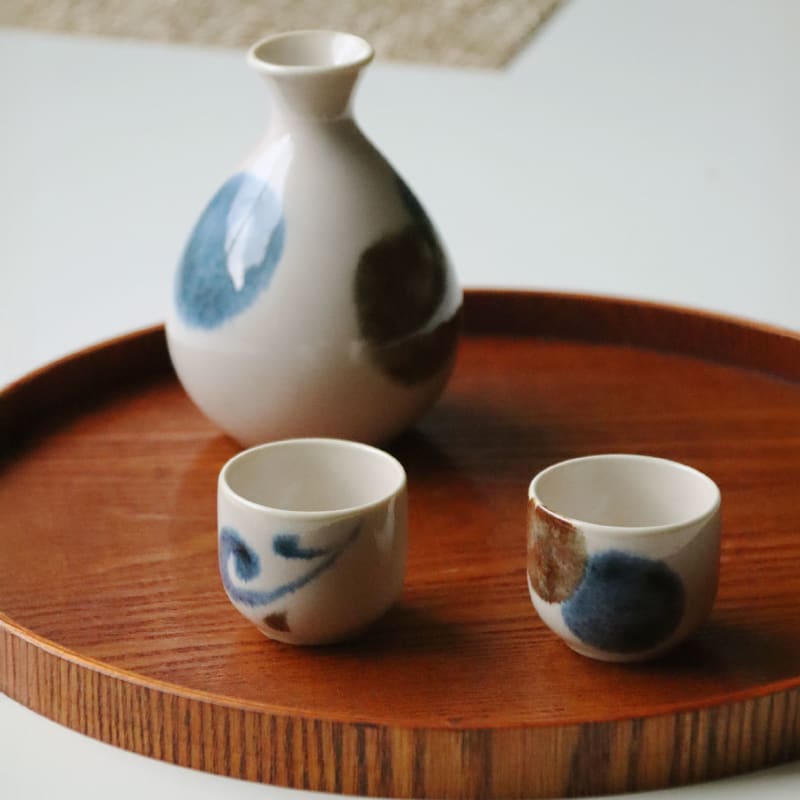 Sake Cup Set (6 pieces) - Brush Blue