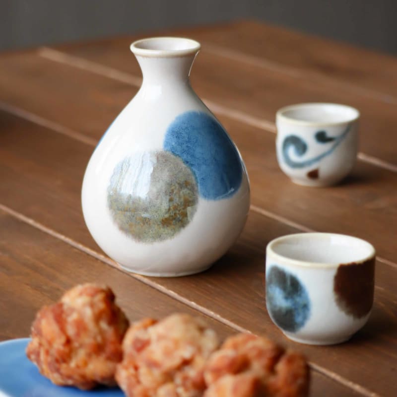 Sake Cup Set (6 pieces) - Brush Blue