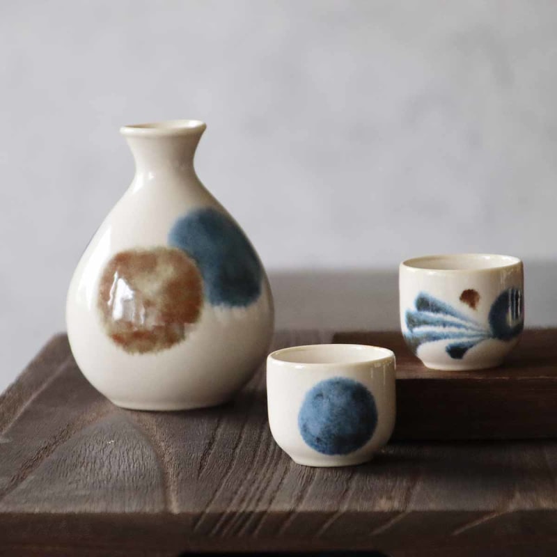Sake Cup Set (6 pieces) - Brush Blue