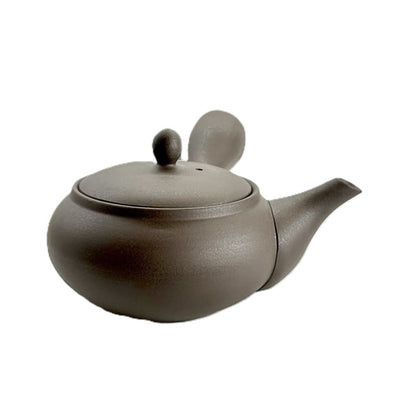 Teapot - Tokoname Black Silver Flat Round