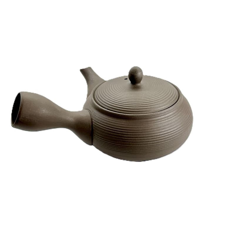 Teapot - Tokoname Black Silver Flat Round Sendan
