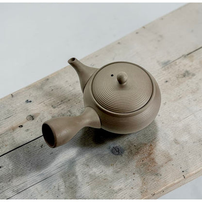 Teapot - Tokoname Black Silver Flat Round Sendan