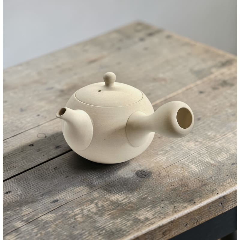 Teapot - Tokoname White Flat Round
