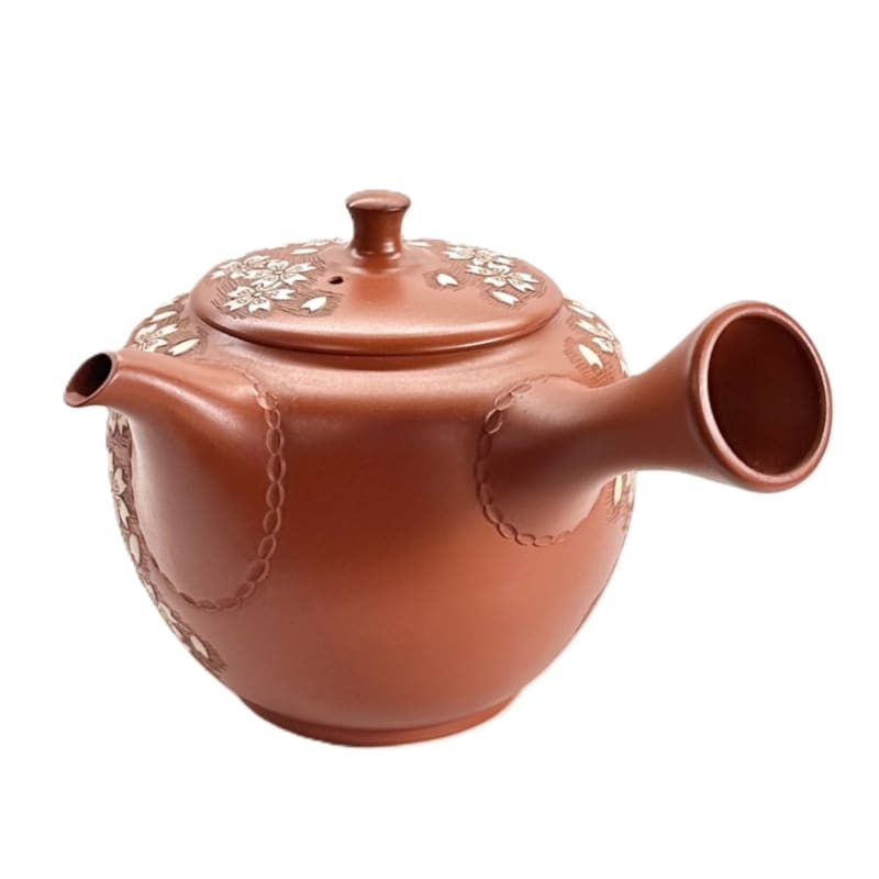 Teapot - Shun-en Red Clay Octagonal Cherry Blossom