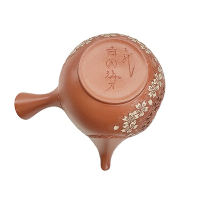Teapot - Shun-en Red Clay Octagonal Cherry Blossom