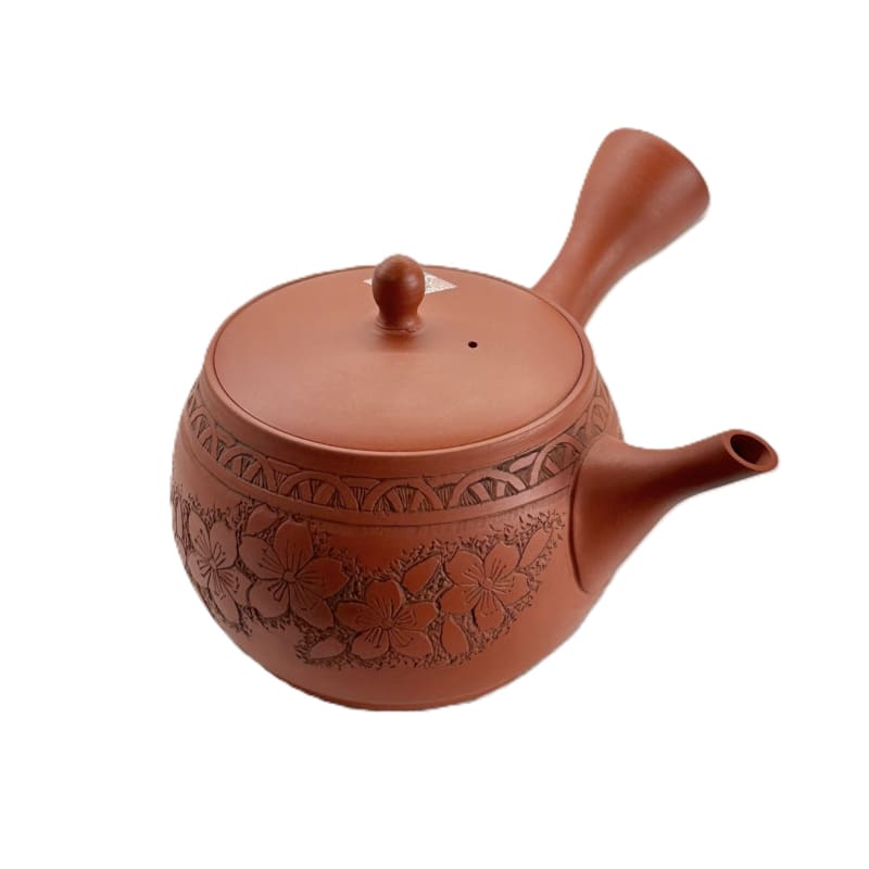 Teapot - Gyokko Red Clay Round Cherry Blossom