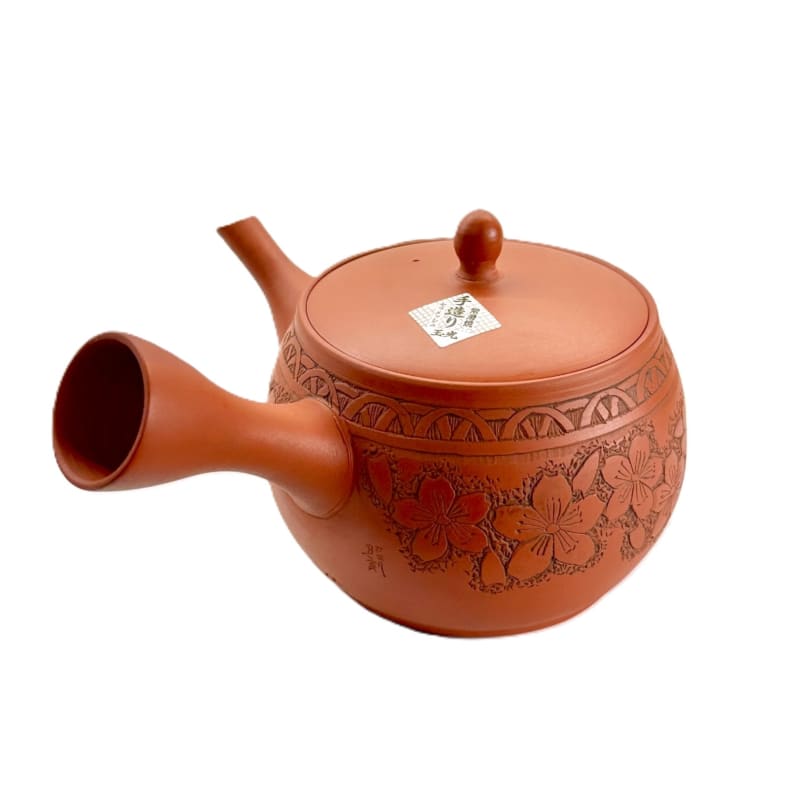 Teapot - Gyokko Red Clay Round Cherry Blossom