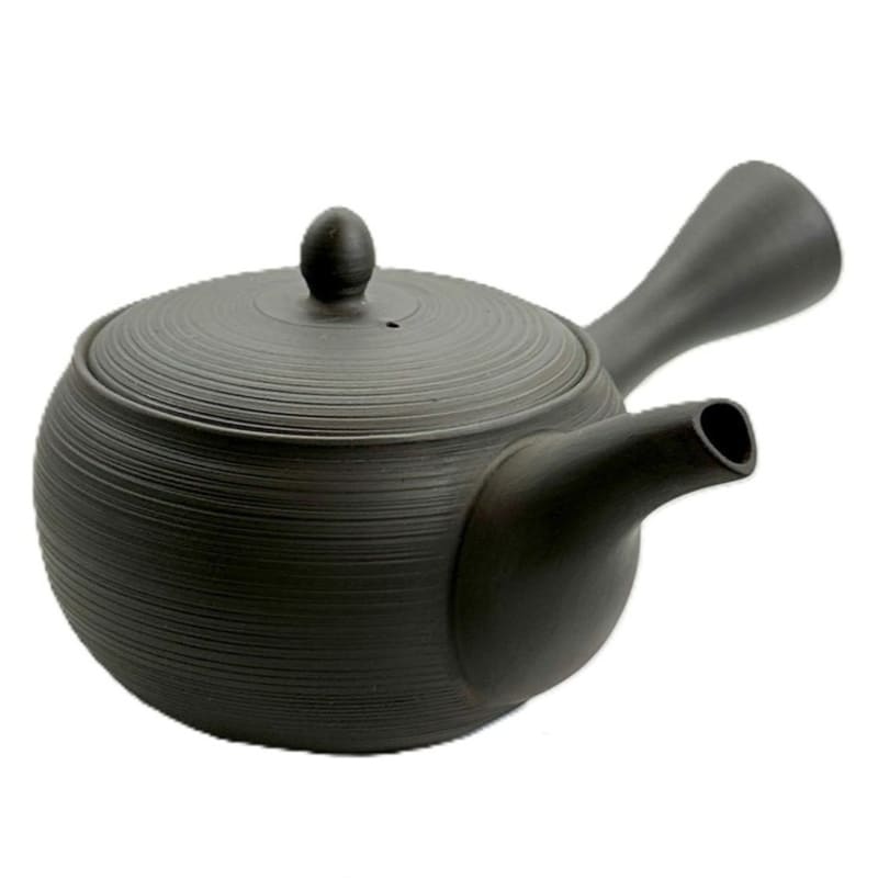 Teapot - Gyokko Black Claywith Line Pattern