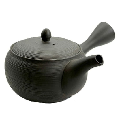 Teapot - Gyokko Black Claywith Line Pattern