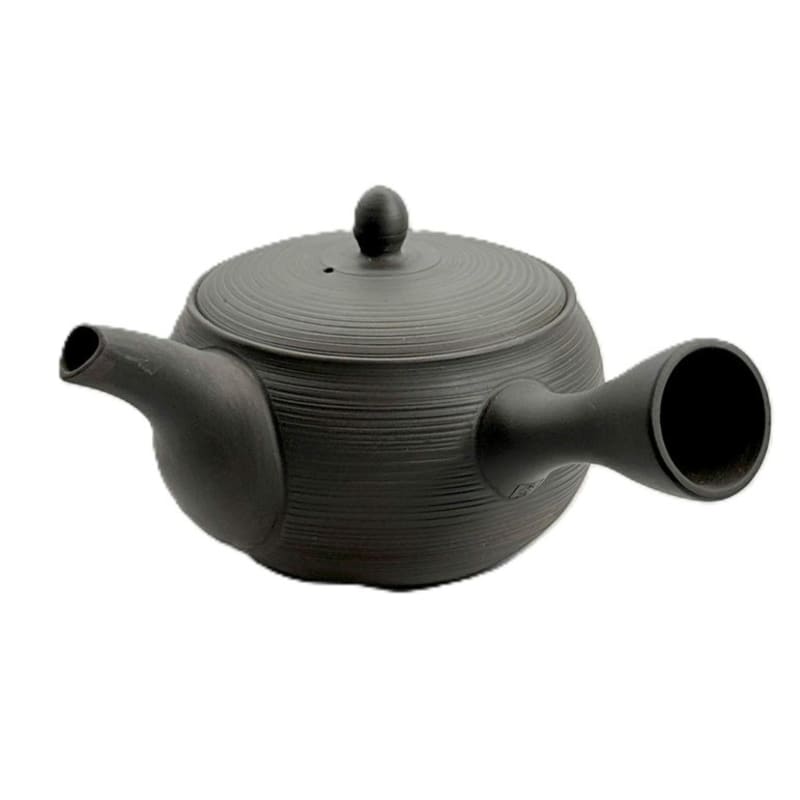 Teapot - Gyokko Black Claywith Line Pattern