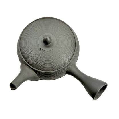 Teapot - Gyokko Black Claywith Line Pattern