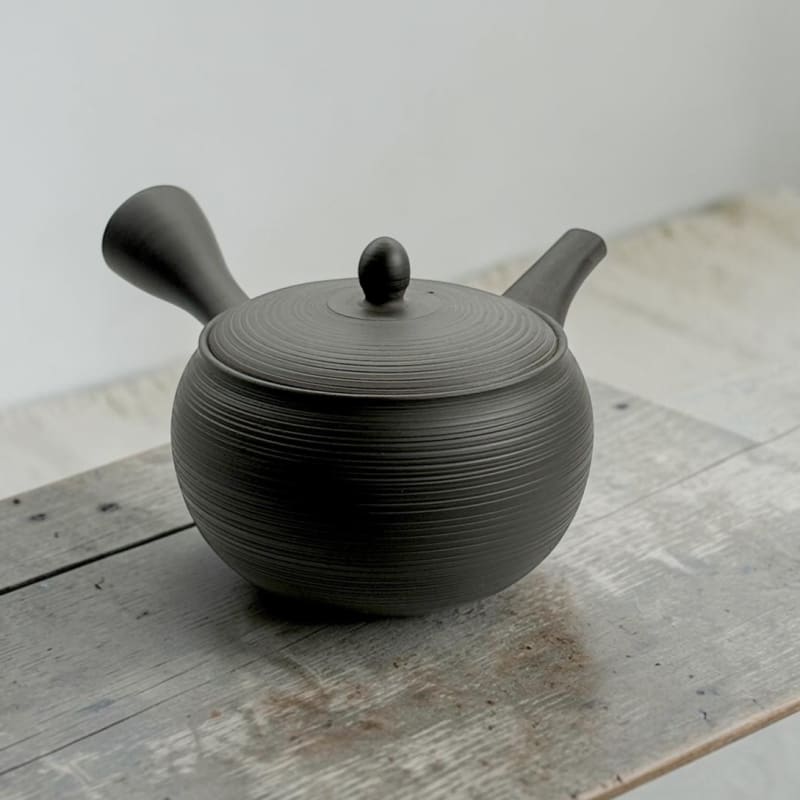  Teapot - Gyokko Black Claywith Line Pattern